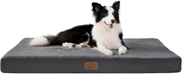 Bedsure Orthopedic Dog Bed with Washable Cover for Large Dogs, 91x69cm Grey